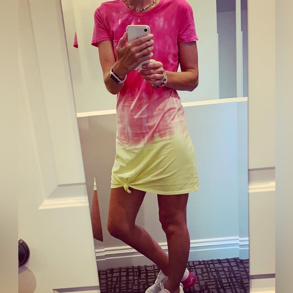 Women’s Generation Love pink orange yellow cotton tee shirt dress size medium